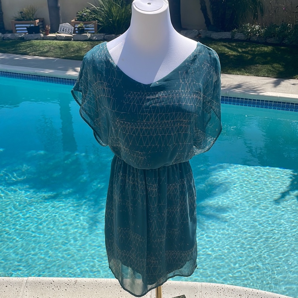 Lush Green Semi Sheer Layered Sleeveless Chiffon Mini Dress | Size XS